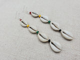 Rasta Earrings Cowrie Jewelry Red Yellow Green Black Beaded Women Long Handmade