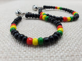Rasta Earrings Clip On Hoop Non Pierced Beaded Jewelry