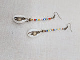 Women's African Beaded Cowrie  Earrings Long Dangle Colorful Jewelry