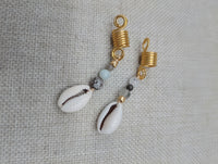 Hair Jewelry Gold Women Stone Beaded Cowrie Braids locs Twist Set of 2