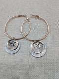 Peace Earrings Women Hoop Jewelry Gold Tone Stainless Steel Dangle Gift Ideas