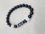 Black White Bracelet Beaded Unisex Size 8 Handmade Stretch Jewelry
