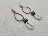 Cowrie Earrings Women Dangle Jewelry Brown Beaded Ethnic Handmade
