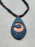 African Sankofa Bird Adinkra Wooden Black Pendant Necklace Jewelry Beaded Handmade