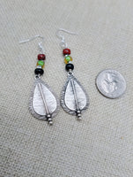 Women Jewelry Set Pan African Earrings Necklace Bracelet Silver Red Black Green Ethnic