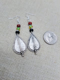 Women Jewelry Set Pan African Earrings Necklace Bracelet Silver Red Black Green Ethnic