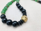 Men Necklace African Jewelry Green Black Beaded Statement Gift Ideas Ethnic