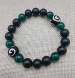 Bracelet Jade Green Black Beaded Jewelry Ethnic Stretch Handmade Statement Gift