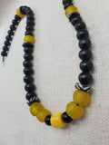 Men Necklace Yellow Black Beaded Handmade Gift Idea Birthday Father's Day