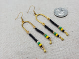 Jamaica Earrings Women Gold Long Beaded Jewelry Handmade Beaded Green Yellow Black