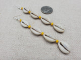 Cowrie Earring Yellow Summer Beaded Silver Women Jewelry Handmade Dangle