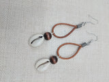 Cowrie Earrings Women Dangle Jewelry Brown Beaded Ethnic Handmade
