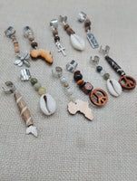Locs Hair Jewelry Set of 11 Cowrie African Peace Ankh  Natural Stone Accessories Braids Twist Dreads Unisex