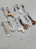 Locs Hair Jewelry Set of 11 Cowrie African Peace Ankh  Natural Stone Accessories Braids Twist Dreads Unisex