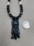 Men's Jewelry African Face Pendant Beaded Necklace Black Brown Handmade