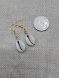 Women Cowrie Jewelry Set Necklace Earrings Black Cord Gold Tone Small Ethnic Statement