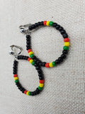 Rasta Earrings Clip On Hoop Non Pierced Beaded Jewelry