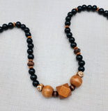 Men Necklace Beaded Jewelry Black Wood Gift Ideas Ethnic Statement Handmade