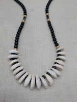 Women's Cowrie Shell Necklace Black Gold Beaded Jewelry Ethnic Fashion Statements Gift