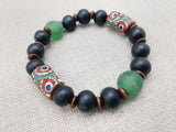 Men Bracelets Black Green Red Beaded Jewelry Ethnic Fashion Statement Size 8