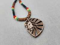 Wooden Lion Necklace Beaded Men Rasta Ghana Unisex Red Black Green Yellow Handmade