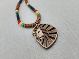 Wooden Lion Necklace Beaded Men Rasta Ghana Unisex Red Black Green Yellow Handmade