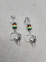 Silver Africa Earrings Elephant Rasta Jewelry Women Beaded