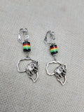 Silver Africa Earrings Elephant Rasta Jewelry Women Beaded