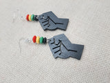 Juneteenth Necklace Black Fist Jewelry Set Women Earrings Red Yellow Green Wooden Handmade Statement