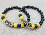 Bracelet Beaded Unisex Jewelry Size 7 Ethnic Statement Gift Ideas Yellow Black Brown