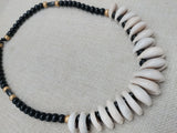 Women's Cowrie Shell Necklace Black Gold Beaded Jewelry Ethnic Fashion Statements Gift