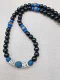 Men Necklace Black Blue Beaded Jewelry Handmade Gift Ideas Ethnic
