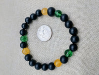 Bracelet Beaded Jamaican Flag Inspired Green Yellow Black Jewelry Handmade