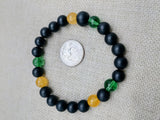 Bracelet Beaded Jamaican Flag Inspired Green Yellow Black Jewelry Handmade