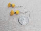 Yellow Earrings Stone Silver Dangle Drop Jewelry Handmade Women