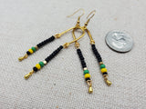 Jamaica Earrings Women Gold Long Beaded Jewelry Handmade Beaded Green Yellow Black