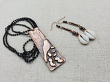 Copper Jewelry Set Bird Necklace Earrings Summer Long Dangle Women Gift