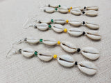 Jamaica Earrings Cowrie Beaded Yellow Green Black Beaded Women Jewelry