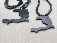 Haiti Necklace Wooden Pendant Black Jewelry Men Beaded