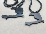 Haiti Necklace Wooden Pendant Black Jewelry Men Beaded