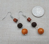 Women Earrings Beaded Ethnic Dangle Brown Orange Jewelry