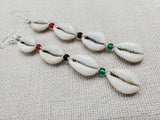 Women Earrings Beaded Jewelry Handmade Red Black Green Pan African Cowrie Long Dangle