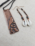 Copper Jewelry Set Bird Necklace Earrings Summer Long Dangle Women Gift