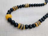 Men Necklace Beaded Jewelry Black Yellow Statement Ethnic