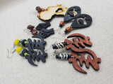 Wooden African Earringd Dankofa Gye Nyame Beaded Women Jewelry Handmade Dangle Afrocentric Set of 5
