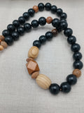 Men Necklace Wood Beaded Black Brown