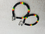 Rasta Earrings Clip On Hoop Non Pierced Beaded Jewelry