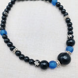 Men Necklace Black Blue White Beaded Jewelry Handmade Ethnic Statement