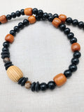 Men Necklace Black Brown Beaded Jewelry Handmade Statement Ethnic