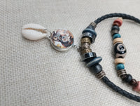 African Women Pendant Cowrie Shell Jewelry Leather Adjustable Tribal Beaded Ethnic